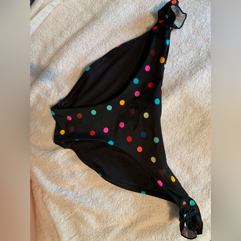 Black with colorful polka dots LG bikini bottoms
